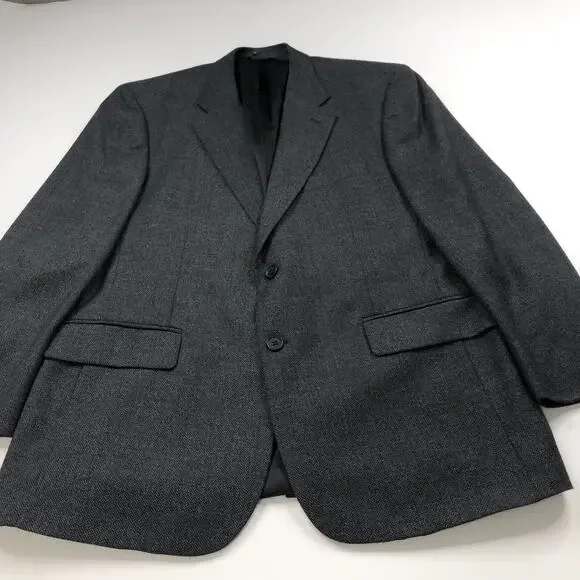 Brooks Brothers 346 Wool 44R Button Sport Coat Jacket Herringbone Blue Gray